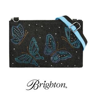 Brighton Sparkle Butterfly Purse. New in Bag. Dark wash denim. Removable strap.